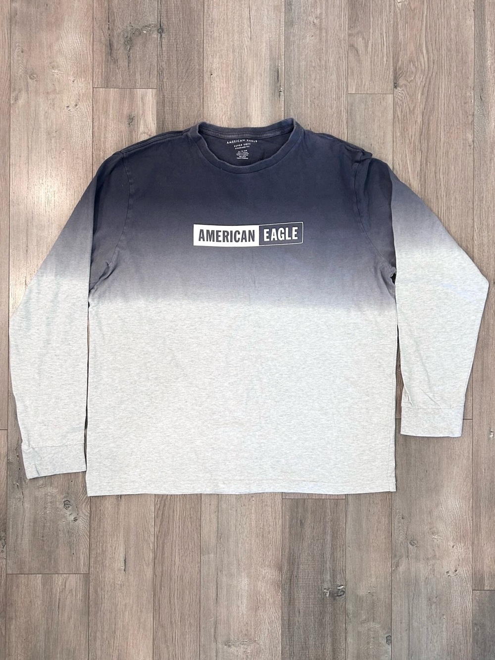 American Eagle Outfitters Men’s Ombre Long Sleeve Shirt - Black to Light Gray